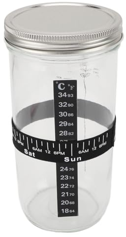 Ejoyous Sourdough Starter Jar Kit 1000ml Glass Sourdough Bread Starter Kit with Thermometer Band Feeding Band Scraper Cloth Cover for Home Baking Supplies