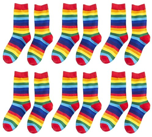 AIRTILY 6 Paia Di Calzini, Calze A Righe, Calzini A Forma Di Arcobaleno, Calzini Sportivi Da Passeggio, Accessori Per Feste E Balli.
