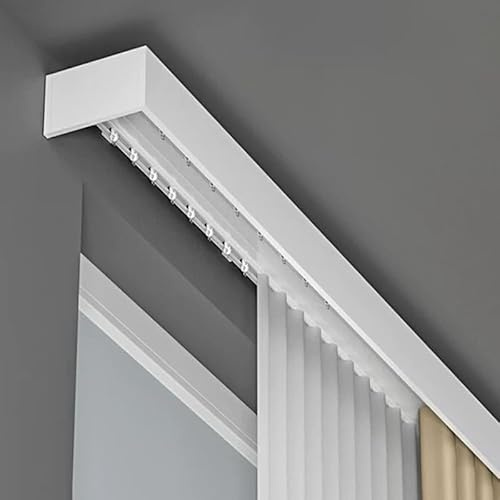 Caja de cortina de doble riel montada en la pared, riel deslizante de aluminio para dormitorio, sala de estar u oficina