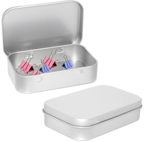 JEYORZY 2 Stück Metalldosen mit Deckel, Rostfrei Metalldöschen Kleinen Blechdosen Metalldose, Tragbare Minibox Aufbewahrungsbox für Münzen, Süßigkeiten, Schlüsseletc,Kleinen Gegenständen(Silber)