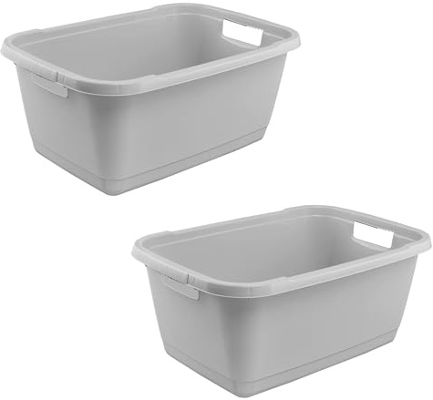 keeeper aenna 2x Wäschewanne, Stabiler Kunststoff, 52 l, Nordic Grey