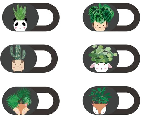 Wellrun 6PCS Laptop Camera Privacy Cover,Cute Webcam Shutter,Ultra Thin Privacy Protector,Camera Blocker Sticker for PC,Tablet,Smartphone(Plants)