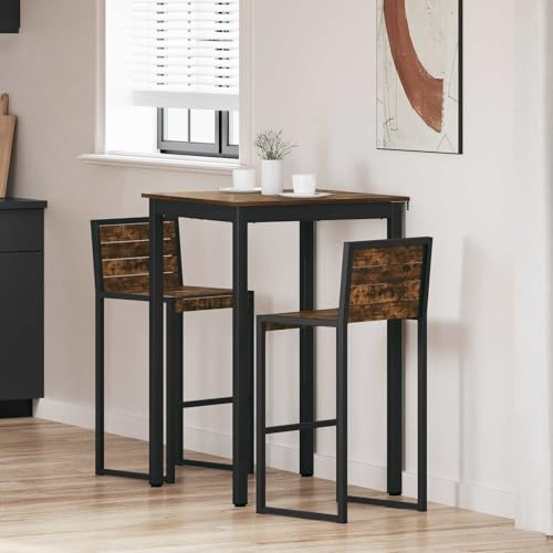 Basinlix Esstisch Holzwerkstoff mit Metallrahmen stabil langlebig modern minimalistischer Kleiner Tisch 70x70x105 cm platzsparend einfach zu reinigen für Esszimmer und Haushalt