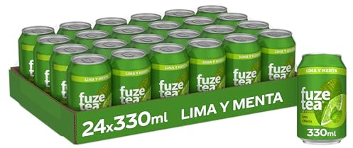 Fuze Tea Té Verde Lima Menta, Bebida Refrescante, Pack 24 x 330 ml | Bebida de extracto de té verde con lima y menta, lista para tomar, excelente para comidas, reuniones y refrescarse en casa