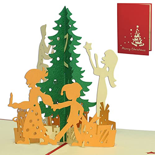 LINPOPUP®, POP UP GrußKarte 3D Grußkarte Weihnachtskarten Tannenbaum Schmücken (#416)