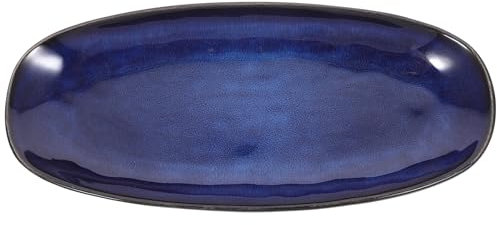Lurrose Ovale Servierplatten, ovale Speiseteller, Servierteller, Porzellanteller für Vorspeisen, Fleisch, Snacks, Servierschalen für Zuhause, Party, Blau S