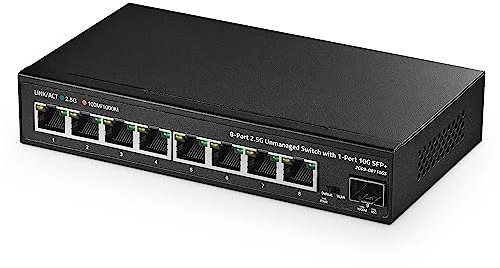 Binardat Switch 8 Porte 2,5G con Porta SFP+ 10G, 8 Porte RJ-45 Base-T da 2,5 Gigabit, Switch Ethernet Desktop Multi-Gigabit Non gestito