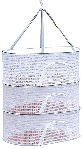 GYWHOOFT 3 redes plegables para secar en capas, red de secado suspendida con cremallera para frutas, adecuado para colgar flores secas, pescado, hierbas, frutas para secar la ropa. (blanco)