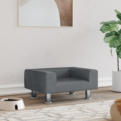 Camerina Hundebett Dunkelgrau 50x40x26,5 cm Samt Hundekissen Grosse Hunde