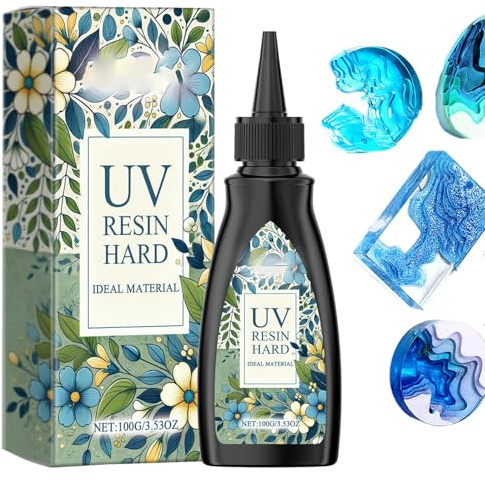 Shurzzesj Colla in resina UV dura, resina UV, trasparente, per la creazione di gioielli, decorazione fai da te, colla UV dura per lavori di bricolage, 100 g