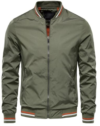 LinRim Herren Bomberjacke Leichte Übergangsjacke Fliegerjacke Herren Jacken Leichte Windbreaker Übergangsjacke Bomberjacke Stehkragen Baseball Blouson einfarbig Leichte Dünne Bomberjacke