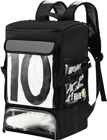 POIXM Soccer Backpack, Soccer Bags for Boys All-in-One Design with Separate Cleat, Jersey, Ball, and Laptop Compartments, Gifts for Boys