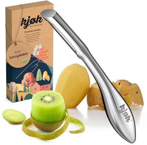 kjøk Premium Pelador ancho con cuchilla de acero inoxidable S420 - Pelador profesional de acero inoxidable - Pelador de espárragos, frutas y verduras - Gran pelador de cocina para chefs