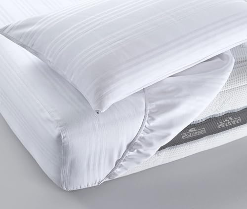 Riad Arredo Coprimaterasso in 100% Cotone Fasciato Sanitario con Angoli Elasticizzati Traspirante - Anallergico Antiacaro Tela Robusta Salva Materasso (Matrimoniale - 180 x 200 + 26 cm Angolo)