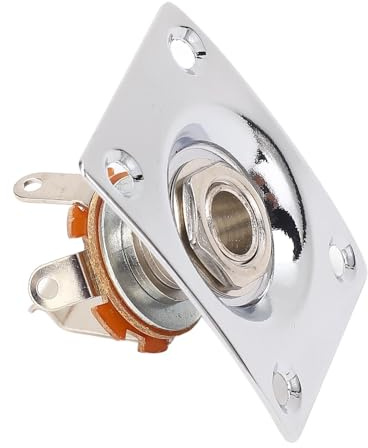 KIMISS Compact Square Metal Guitar Output Jack Plate for Telecaster | Easy Install Electric Guitar Jack Socket Plate with Screws | Compatible with and More (Chrome Color)