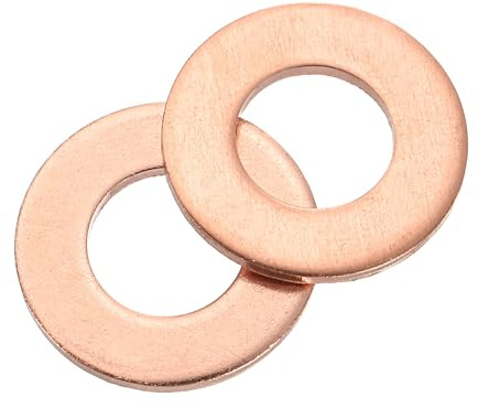 QUARKZMAN Arandela Plana, 16 Pcs Anillos Planos de Cobre M10, 20mm OD, 1.5mm de Espesor Kit de Surtido de Sellos de Anillo, Junta de Sellado Metálica para Tornillos, Pernos y Tuercas
