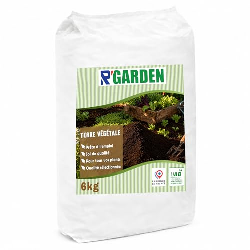 R'GARDEN Terre Végétale Naturelle – Terre de Jardin pour Potager, Pelouse, Plantation, Massifs et Aménagement Paysager – Fabriquée en France (6kg)
