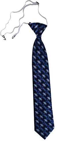 TigerTie Kinderkrawatte in blau marine dunkelblau - Motiv Flechtmuster - Kindersicherheitskrawatte vorgebunden mit Gummizug