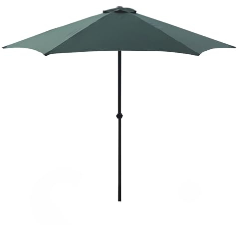 Garden Mile 2.7m Green Garden Parasol Umbrella – Outdoor Patio Table Umbrella with Crank Handle, Air Vent & Steel Frame – Sun Shade for Garden, Deck, Lawn, Patio & Poolside