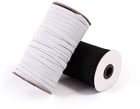 Egurs Cinta elástica plana de 100 yardas de goma elástica para coser y manualidades, color negro, 8 mm