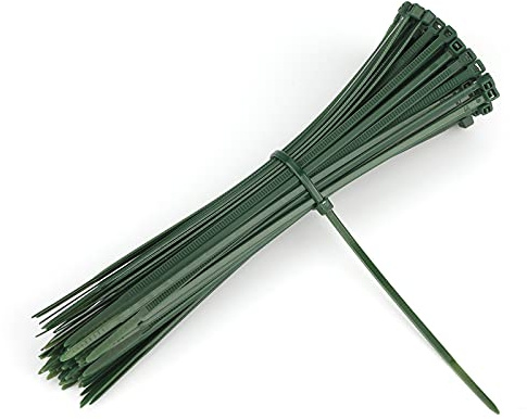 KINGLAKE 100Pcs 150x2.5mm Self-Locking Garden Cable Ties Dark Green Plant Nylon Ties Adjustable Zip Ties Multi-Purpose