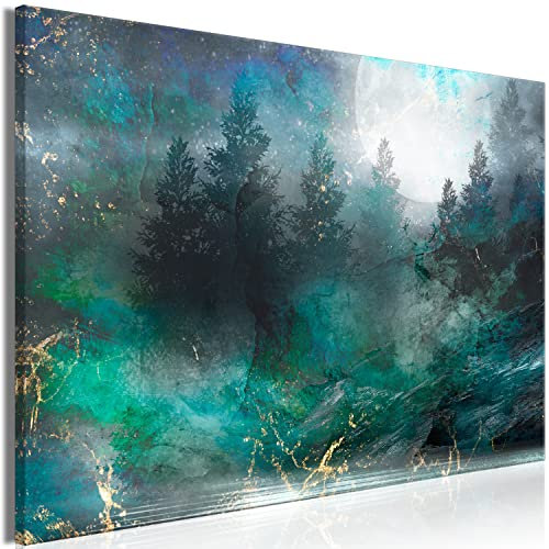 B&D XXL - Akustikbild Wald Bilder Akustikschaum Hochleistungsschallabsorber Schallschutz Leinwand 1 tlg Wandbild Raumakustik Schalldämmung Natur Landschaft Bäume wie gemalt