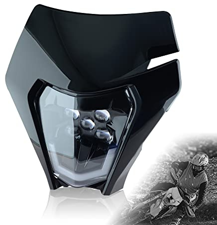 MCHMFG Dirt Bike Headlight Dirtbike LED Headlights Kit Motorcycle Head Lamp Light Kit Universal for Most Dirt Pit Enduro Bike Motorcycle Headlamp Frontlight for ATV (Black)