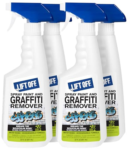 Motsenbocker's Lift Off 41101-4PK Spray Paint and Graffiti Remover – Removes Spray Paint, Acrylic, and Enamel – Safe for Wood, Metal, Concrete, Plastic – Water-Based Formula – 22 Fl Oz (Pack of 4)