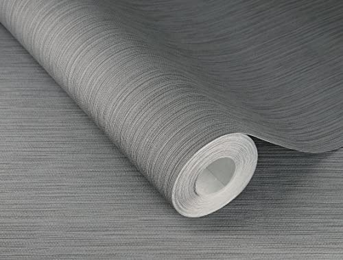 Rasch Tapete 537697 - Dunkelgraue Vliestapete mit feiner Linien-Struktur, Kollektion Curiosity - 10,05m x 0,53m