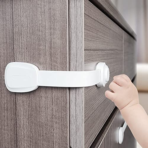 Heart of Tafiti Kindersicherung für Schrank und Schubladen (6 Stück), Schubladensicherung für Baby und Kinder für Tür Schränke Kühlschrank, 3M Kleber ohne Bohren - Weiß