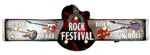 DiiliHiiri Leuchtschild Heavy Metal Rock – Retro Sign LED für Rocker von Bar, Pub, Restaurant Dekoration 61 x 21 x 5 cm (9110)