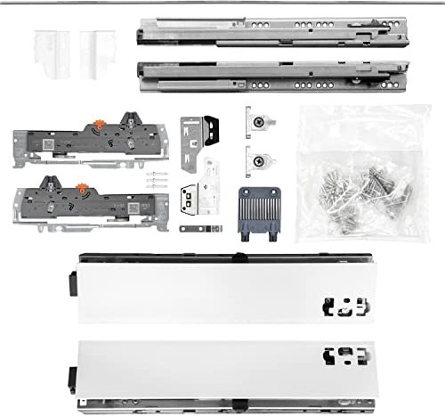 BLUM Schubladenschienen TANDEM SET; Zargenhöhe 83mm, mit TIP-ON BLUMOTION Einheit, 30kg, NL500mm, Seidenweiß, bis max. KB1400mm