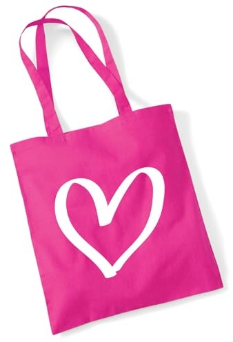 Huuraa Jutebeutel Herz Heart Geschenk | Baumwollbeutel 10 Liter Stoffbeutel Beutel aus Baumwolle Tasche Geschenkidee Einkaufstasche Langen Henkel