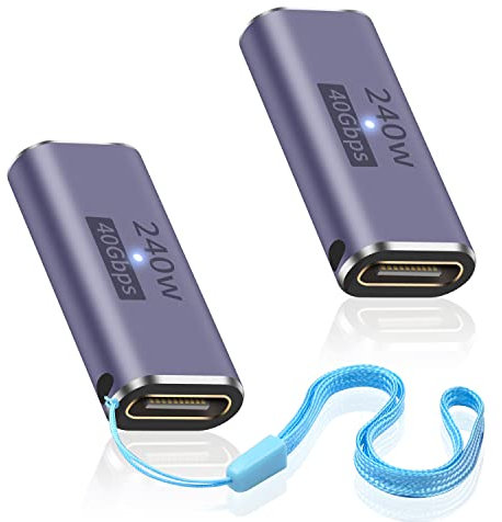 Duttek 240 W USB4 Adapter, USB C Buchse auf Buchse, Adapter-Kupplung, Typ C 40 Gbit/s Stecker unterstützt 8K @ 60 Hz, MacBook, Laptop und weiteren Typ-C-Geräten (2 Stück)