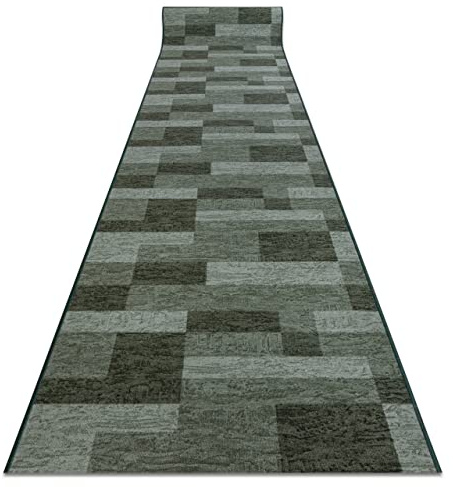 rugsx Antirutsch Teppichläufer Icona - moderner Kurzflor für Küche, Flur & Wohnzimmer, Meterware, Grün 80x130 cm