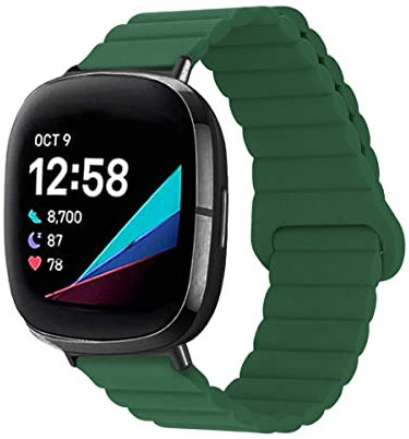 Silikon Armbänder für Fitbit Versa 4/ Versa 3/ Sense/Sense 2 Männer und Frauen Bewegung mit Magnet Armbänder Ersatzband mit Magnet Armbänder Kompatibel mit Fitbit Versa 4/ Versa 3/ Sense/Sense 2 (6)