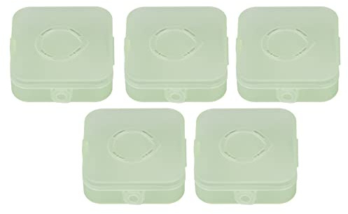 LEMCC 5 Pcs Vert Poudre Puff Éponge Boîte De Rangement Petit Transparent Maquillage Boîte De Rangement Conteneur Maquillage Coussin d'air Cas pour Collier Bijoux