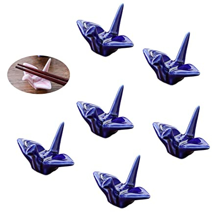 Repose-baguettes,repose-baguettes en céramique, porte-baguettes en papier coloré mille grues, porte-baguettes en porcelaine, fourchettes, cuillères, couteaux, porte-baguettes for dîner-rouge-6 ensembl