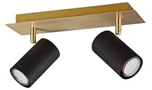 lightling modern Spotbalken Julie, 2-flammige Deckenlampe drehbar und schwenkbar, Deckenspot Spot Strahler Spotleiste, schwarz gold Metall, 2 x GU10 max. 35W, Länge 30 cm