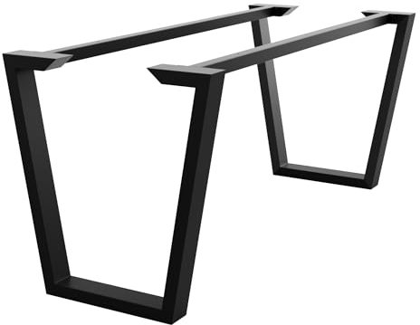 MetaloPro Tischbeine Metall, Schwerlast Stahl Schreibtisch Beine, Tischkufen Schwarz und Schrauben, Bodenschoner, Trapez Tischgestell für Moderne Couchtisch, Esstisch, Wohnzimmertisch – 170x70x72 cm