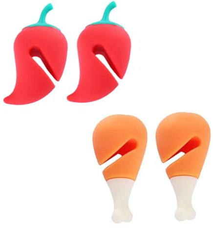 NAMOARLY 4pcs Pot Lid Overflow Preventer Soup Pot Lid Stand Boil Over Spill Guard Pan Lid Holder Pot Lid Lid Lifting Tool Lid Saucepan Lid Clip Chili Cute Silica Gel
