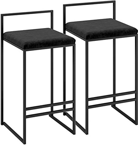 Locuetyn Barhocker, Samt Hohe Barstühle Stehhocker Stehstuhl mit Rückenlehne und Fußstütze, 65cm Gepolsterte Thekenhöhe Hocker für Küche Theke Insel