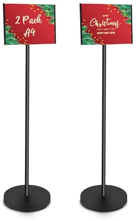RayLove 2 Stück A4 Infoständer DIN A4 Plakatständer Informationsständer Präsentationsständer Zeichenrahmen für Hochzeits Geschäftsereignisanzeige（Black，A4，2 Stück）