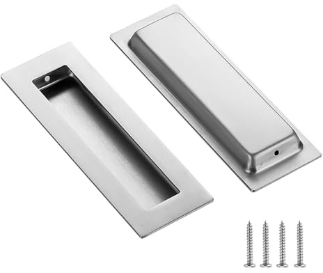2 Pack Brushed Nickel Cabinet Pulls - Recessed Finger Pulls, 150mm Length