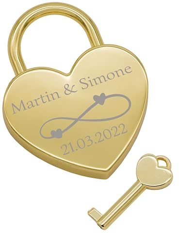 wunderwunsch - Personalisiertes Liebesschloss mit Gravur, ideal für Valentintstag und Hochzeitstag