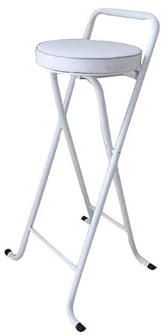 Sgabello da Bar Pieghevole da 81 Cm, Seggiolone Pieghevole Imbottito Portatile per Adulti, Cucina, Giardino, Sgabelli da Bar Alti per Interni Con Maniglia, Capacità di 300 Libbre ( Size : White )