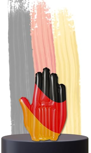 elasto PROMOTION FOR LIFE Aufblasbare Winkehand in Deutschland Farben - EM 2024 Fan Artikel - Fußball Europameisterschaft Accessoires - fürs Stadion!, Farbe:Deutschland-Farben