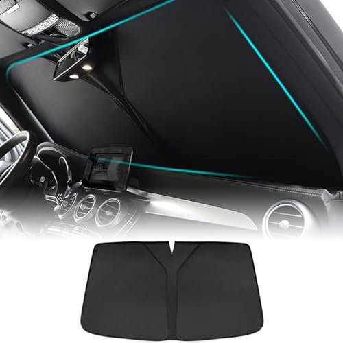 SUNJFY Auto Frontscheiben Sonnenschutz für Smart Fortwo Forfour 453 451 450 2000-2023 2024, Sonnenblende Vorne Selbsthaftend UV Hitzeschutz Plane Faltbar Innenschutz Zubehör,Black