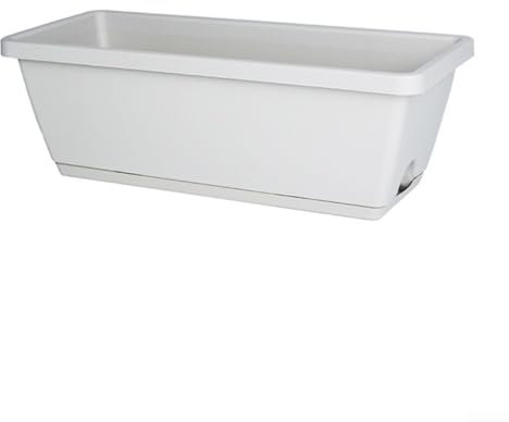 Vaso rettangolare in plastica, vaso da fiori per esterni, ufficio, bonsai, contenitore da giardino, 35 x 19 x 14,5 cm (grigio chiaro)