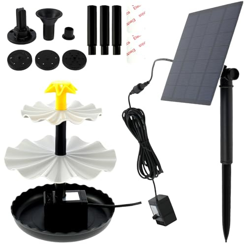 DRBIT Solar Water Pump with Panel 2.5W DIY Solar Fountain Pump Kit with 6 Nozzles and 7.6Ft Power Cord Solar Powered Fountain Water Pump for Bird Bath Fish Tank Pond Outdoor Patio Garden Backyard Pool